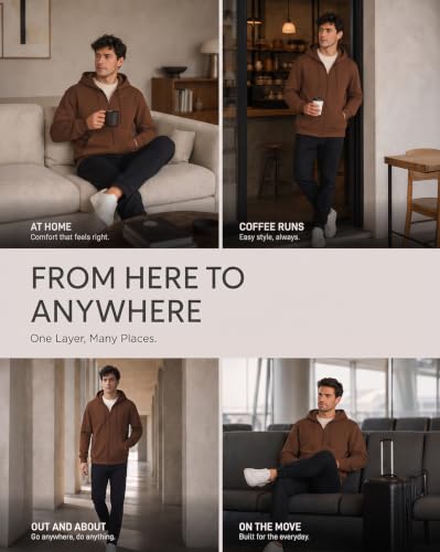 Image of Nobero Classic Zipper Hoodie for Men | Zip Up Hoodies for Men | Regular Fit | Full Zip Closure | Drawstring Hood | Zipped Hooded Sweatshirt | Cotton Rich Zipper Fleece Hoodie