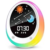 Wecker Kinder, FiveHome Schlaftrainer Kinder mit 11 Nachtlicht, Schlummern, Schlaf Soundmaschine und Timer-Funktion, Einstellbare Helligkeit Kinderwecker für Schulanfänger Jungen Mädchen Teenager