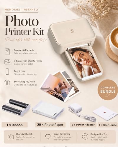 Image of HPRT CP4100 4x6 Photo Printer, Full-Color Thermal Dye Sublimation 20 Sheets | Wi-Fi Printing, Portable Instant Picture Printer for iPhone /Android, Home Use, Gift, AR Video, Fun App, Beige