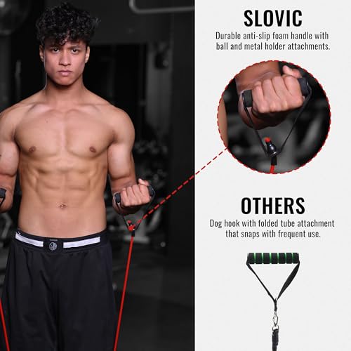 SLOVIC Resistance Tube for Men and Women(Red 15Kg) | Resistance Band Set & Exercise Bands for Workout | Resistance Band for Pull Up | Gym Equipment for Home Workout| Natural and Unbreakable Rubber (Image - 6)