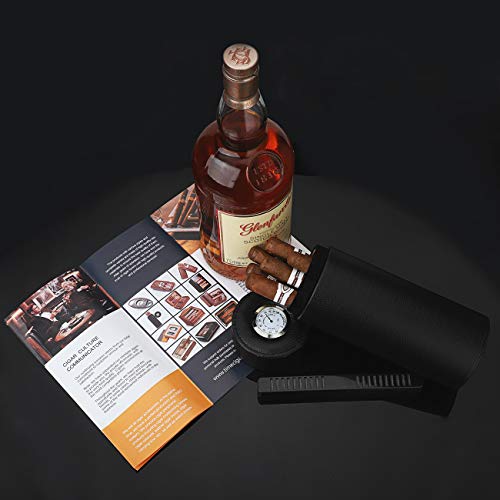 Time C club Populaire cederhout gevoerde draagbare lederen sigarenkoker, sigarenhumidor, hygrometer vooraan… - Image 8