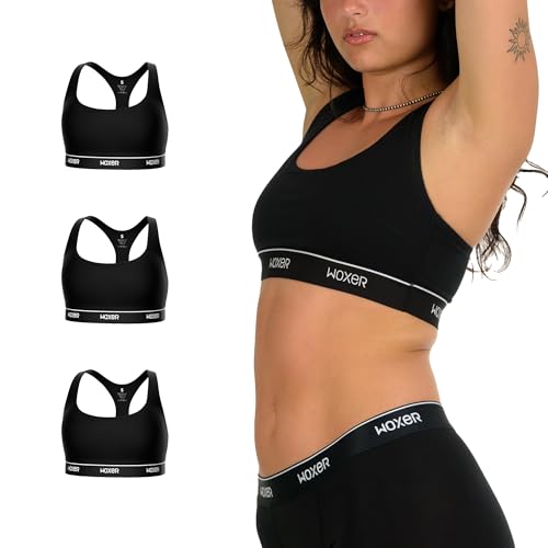Image of Woxer Boss Bralette for Women - Wireless, Seamless Racerback - Modal Sports Bra, Lounge, Sleep Bralette, Wireless Bra