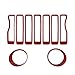 ZIMAwd 9 pièces Insert de Grille de calandre en Maille + Garniture de Phare Garniture de Couvercle de lumière Rouge, pour Jeep Wrangler JL   2018