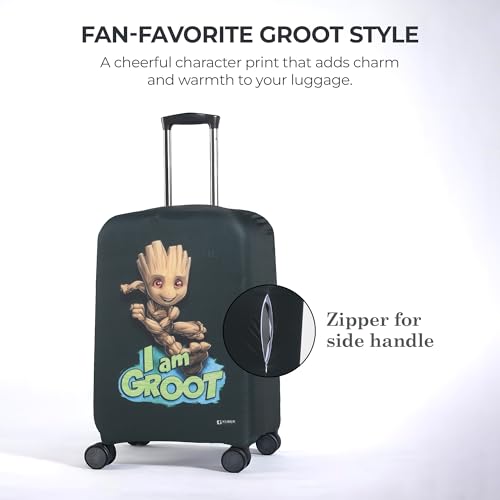 Image of Heart Home 22-26 Inch Polyester Medium Size Suitcase Cover | Dustproof and Machine Washable Luggage /Trolley Bag Cover Protector | I Am Groot Print - Green