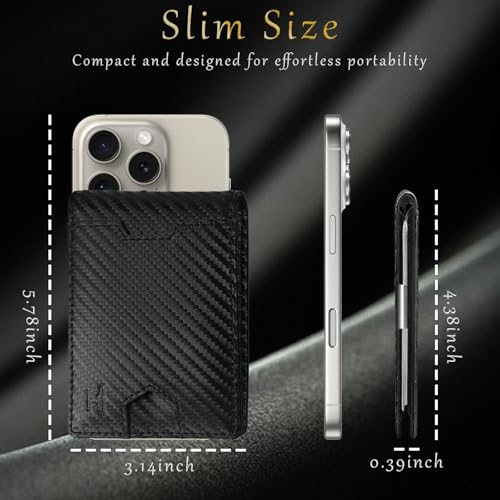 RFID Wallet for Men with Money Clip-Slim Front Pocket Design Ridge Men's Wallet Thin Card Holder holds 11 Cards and Cash ID Window includes Gift Box(Black)3