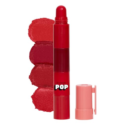 SUGAR POP 4 in 1 Lip Twist | Multi-use Stackable Lipsticks for Women | Enriched with Castor Oil | Satin Matte Hydrating Formula | 6.4gm – 02 Rouge Delight