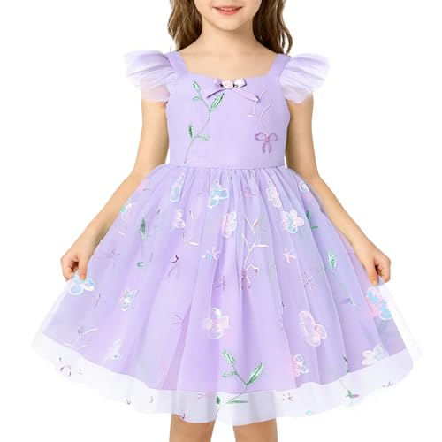 YALLET 4T 5T Flower Girl Dress Ruffle Sleeveless Kids Dresses