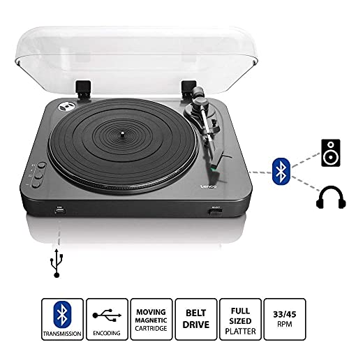 Lenco LBT-120 BK Tourne-Disque avec Bluetooth et Port USB Direct, pré-amplificateur, Entrainement par Courroie, Capot… - Les Beatles, Paul McCartney, John Lennon, RIngo Starr, George Harrison Lenco LBT-120 BK Tourne-Disque avec Bluetooth et Port USB Direct, pré-amplificateur, Entrainement par Courroie, Capot… – Image 3