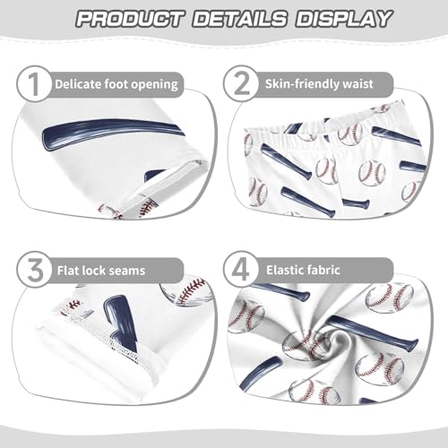 ALAZA Girls' Leggings Children's Yoga Pants Skinny Printed Dance Baseball Bat White Comfortable 4T2