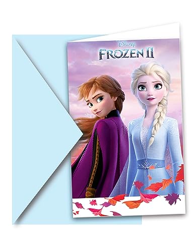 Lot de 6 Cartes d'invitation La Reine des neiges 2 avec enveloppes