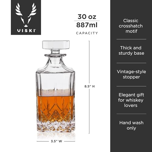 Viski Admiral Whiskey Decanter with Stopper, Elegant Liquor Decanter for Bourbon, Scotch, Spirits, Wedding Gifts, Man Cave Essentials, Home Bar Accessories, 30 oz (887 ml) - Image 3