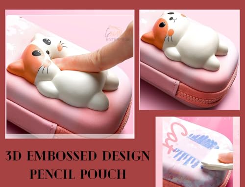 Image of Pencil Case, Cute Cartoon Pencil Pouch 3D Embossed Design Novelty Pencil for Case Gift for Students Kids (Rabbit Green Small Pouch)
