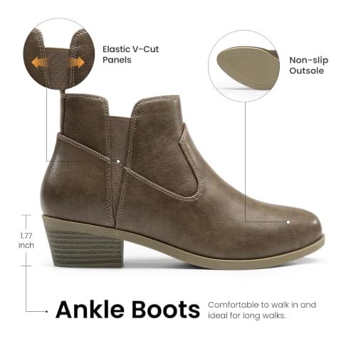 Athlefit Women's Chunky Low Heel Slip On Short Ankle Boots Taupe Size 11 by Athlefit - Used condition - Image 5