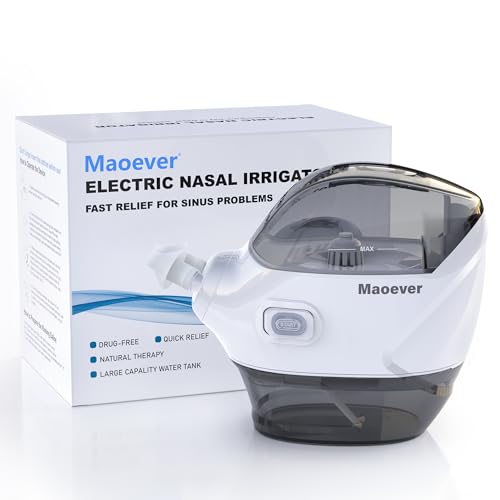 MAOEVER Sistema de riego nasal: máquina eléctrica de enjuague sinusal Neti Pot para cuidado nasal, dispositivo limpiador de nariz con 30 paquetes de sal y una taza medidora, adecuado para lavado nasal