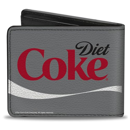 The Coca-Cola Company Wallet, Bifold, Diet Coke Ribbon Logo Gray Black Red White, Vegan Leather2