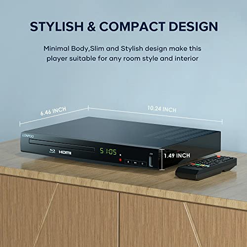 Image of Blu Ray DVD Player,Full HD Blu-ray Disc Player CD Players with Easy Hook Up and User Friendly, 1080P Home Theater DVD Player with HDMI Output, Support HDD and USB Playback