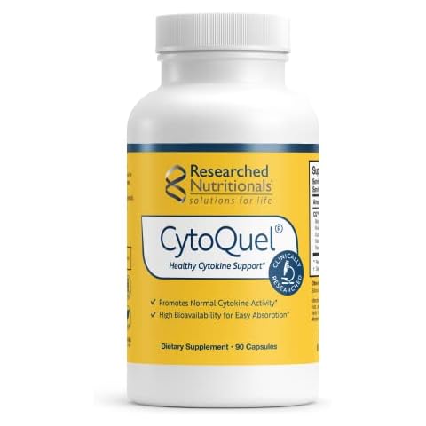 Researched Nutritionals CytoQuel with N-Acetyl Cysteine, Herbal Supplements & Turmeric Extract - Promote Healthy Cytokine Function for Immune Support, Sleep & Physical Comfort (90 Capsules) Cover
