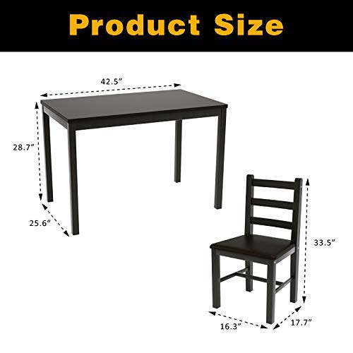 image for Mecor 5-Piece Wood Kitchen Dining Table Set, Pine Wood Table w/ 4 PU L
