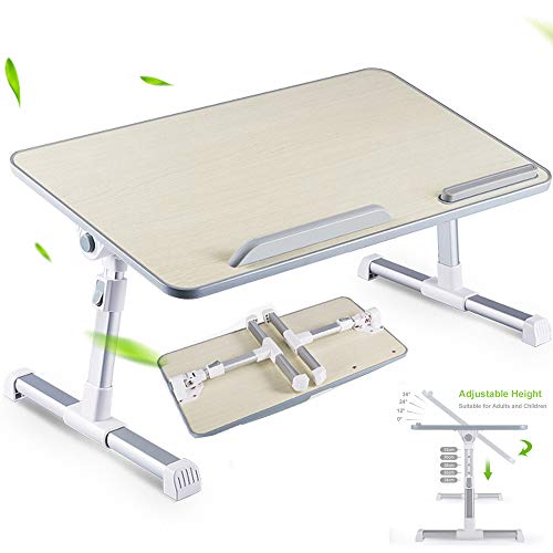 Laptop Bed Tray Desk, Adjustable Laptop Stand for Bed, Foldable Laptop Table for Working, Writing, Gaming, Drawing, Eating, Foldable Lap Desk