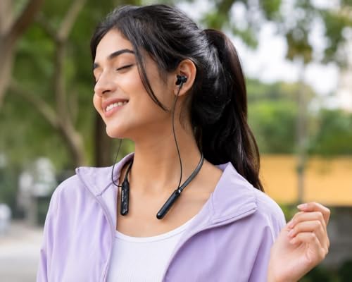 Image of Wireless Neckband Bluetooth Earphones, Black, Magnetic Earbuds, Sports in-Ear Headset|Rich Music Experience, Type C Fast Charging, Neckband Earphones with Voice Assistant & IPX4 Water Resistant
