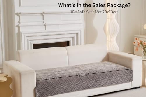 Image of HOMETHREADS Innovative Premium Velvet Sofa Cover Mat with PVC Backing for Non-Slip Comfort (L Grey, 1 Seater | 70x70cm)