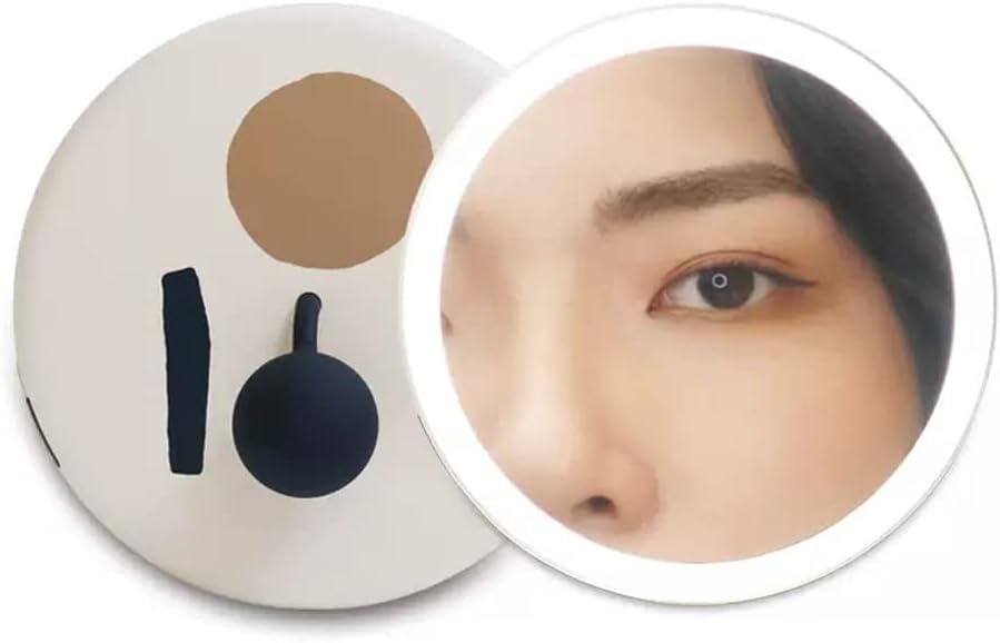 DIPSTICK Vanity Mirror Handheld Makeup Mirror Portable Rechargeable Portable Led Fill Light Mirror with Light Makeup Mirror Female Small Folding Mirror Makeup (Color : A, Size : Small)