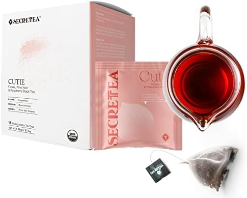 Organic Hibiscus Pinot Noir & Raspberry Black Tea Bags | Natural Antioxidants | 15 Sachet Hot Morning Tea 100% Real ingredients | T SECRETEA