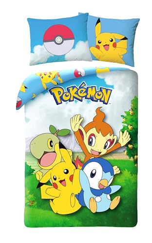 Halantex Juego de Cama Pokemon POK679BL - Funda Nórdica Reversible 140 x 200 cm y Funda de Almohada 70 x 90 cm - Multicolor - 100% algodón