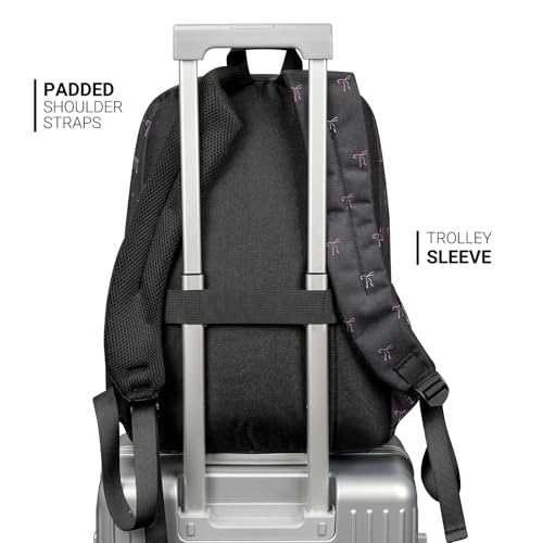Image of ZORFIN 26L Backpack for College, and Travel: Water Resistant Bookbag - Bow Black