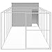 BARULUOAKLIFE Large Durable Dog House Light Grey Galvanized Steel Outdoor Kennel with Lockable Door and Extended Run for Small Medium Breeds Weatherproof Shelter