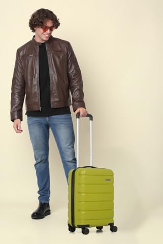 Image of Teakwood Unisex Trolley Bag, Hard Cabin Trolley Small, 55 CM Trolley Bag for Travel, Lock System 360 Degree 8 Rotating Wheel (S, Lime Green)