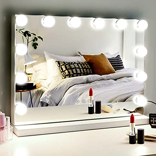 M Mivonda Lighted Makeup Vanity Hollywood Mirror with 3 Color Lights Dimmable LED Bulbs with 10X Magnification, 2in1 Tabletop and Wall-Mounted Mirror with Plug-in and USB Charger Port M Mivonda Lighted Makeup Vanity Hollywood Mirror with 3 Color Lights Dimmable LED Bulbs with 10X Magnification, 2in1 Tabletop and Wall-Mounted Mirror with Plug-in and USB Charger Port