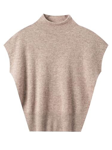 Women's Cap Sleeve Turtle Neck Wool Sweater Vest