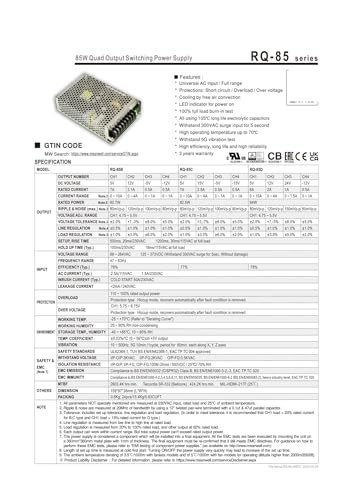 Alimentation à découpage CA/CC 85 W RQ-85D à quatre sorties