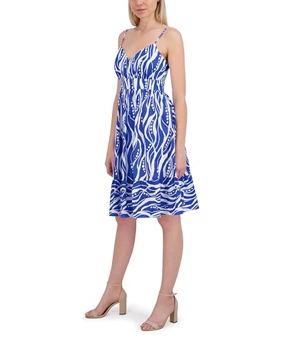 Image of Laundry by Shelli Segal Women's Casual Chic V Neck Flared Ruffle Midi Dress