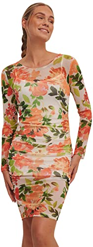 NA-KD Women's Rouched Mesh Casual Dress, Floral, S UK