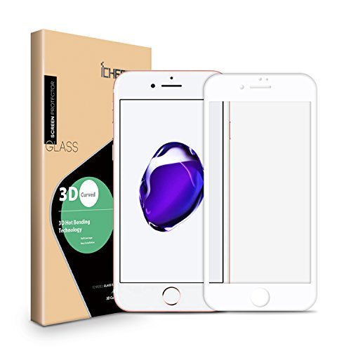 ICHECKEY 2-PACK iPhone 7 Screen Protector, 3D Curved Soft Edge Full Coverage Tempered Glass Screen Cover for Apple iPhone 7 4.7