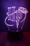Harry Potter 3D-LED-Illusions-Lampe, Nachtlicht, Nachtlicht, Farbwechsel, Touch-Schalter, Schreibtisch-Dekoration, Fernbedienung