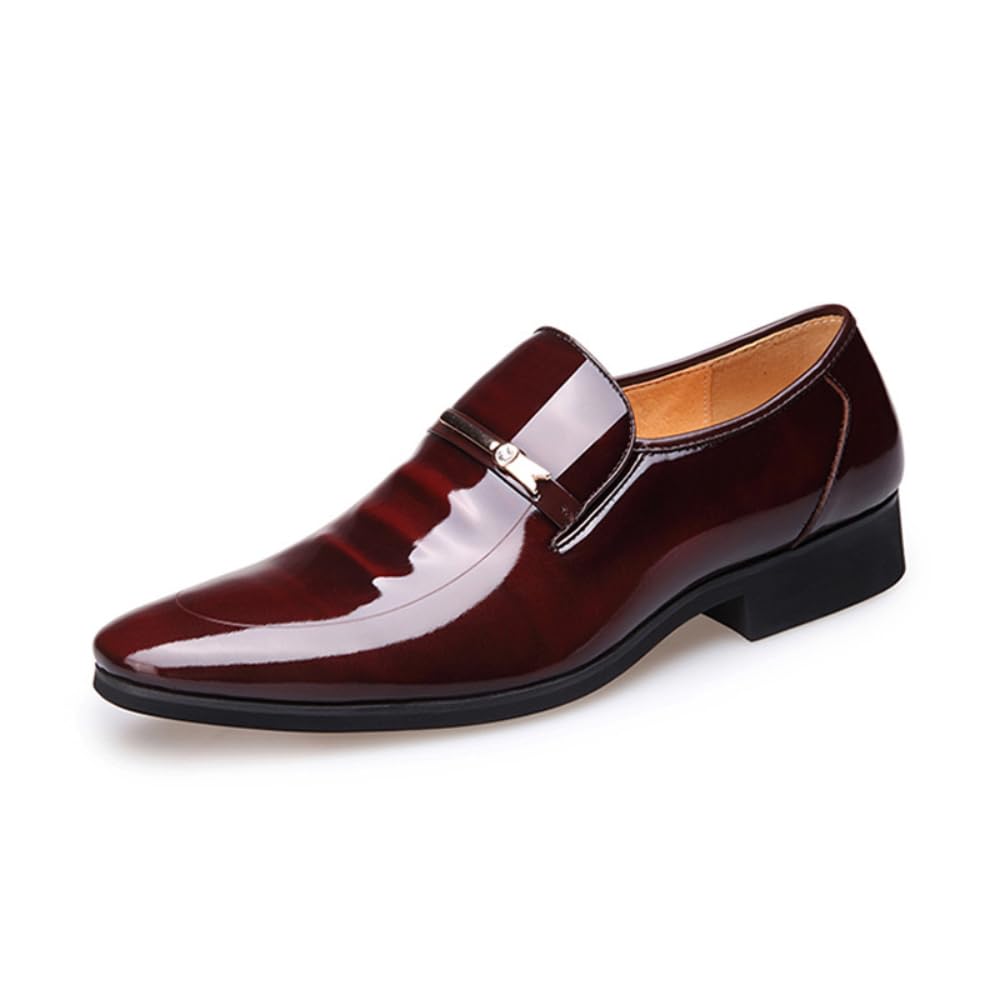 Men's Classic Business Dress Shoes, Oxford Work Formal Shoes, Patent Leather Slip-On Loafers Wedding Dress Shoes