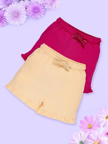 Image of KiddoPanti Girls 100% Cotton Bottom Hem Frill Hot Shorts