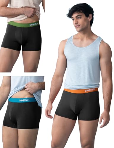 Image of DAMENSCH Regular Fit Solid Trunks for Men Pack of 3 | Micromodal, Stretchy Fabric, Anti-Bacterial and Microfibre Waistband