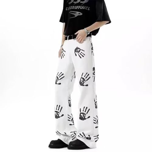 Baggy Jeans Men Graphic Handprint Y2k Wide Leg Denim Pants Casual Emo Pop Streetwear for Skater Jeans4