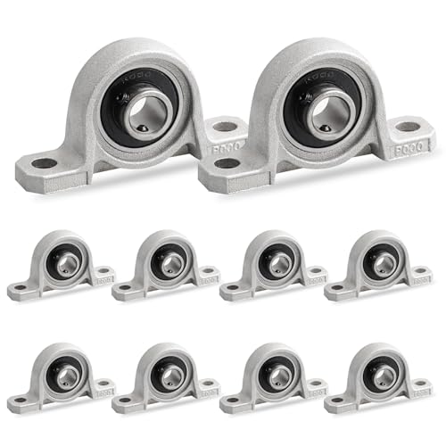 10 Stück Stehlager Gehäuselager, KP000 Flanschlager 10mm Innendurchmesser Kugellager Lagerbock Zinklegierung Wellenlager Flanschbohrung für 3D Drucker Druckmaschinen Achse Welle Maschine