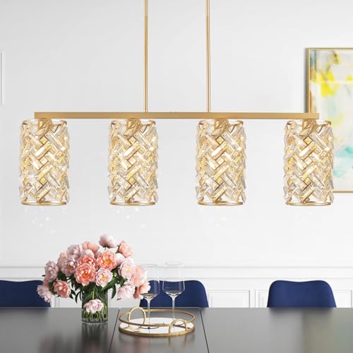 CATINER Gold Crystal Kitchen Island Lighting