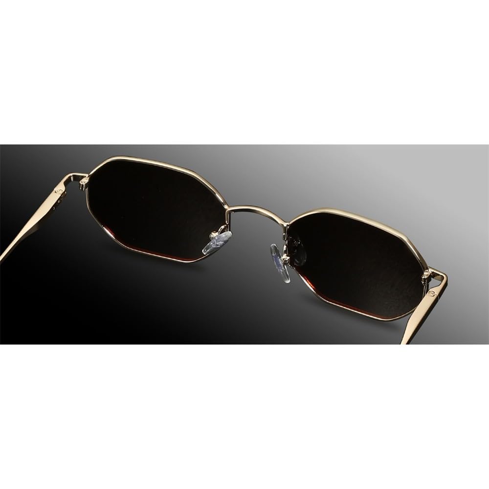 Occhiali da sole polarizzati retrò piccoli poligonali da donna in metallo UV400, occhiali da sole da uomo antiriflesso UV400, occhiali da guida