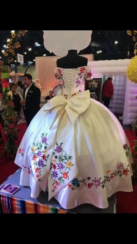 Satin Embroidered Quinceanera Dresses Charro Off The Shoulder Ball Gown Sweet 16 Dress Mexican Theme2