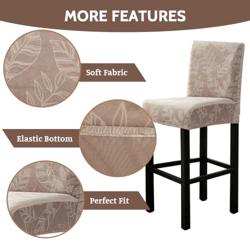 Image of FUANGUI Bar Stool Covers Set of 4, Stretch Bar Stool Seat Covers | Washable Removable Bar Chair Covers with Backs Slipcovers, Bar Chair Covers Square for Kitchen Dining Room Cafe