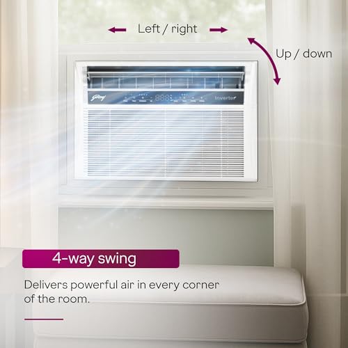 Image of Godrej 1.5 Ton 5 Star 5-In-1 Convertible Cooling, Heavy Duty Cooling At 52C, I-Sense Technology, Self Clean, Smart Diagnosis, Inverter Window AC (Copper, Model, AC 1.5T WIC 18XTC5 WYA, White)