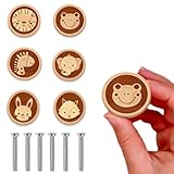 ziyue 6 Pack Wooden Cartoon Animal Cabinet Knob 40MM/1.57' Kids Dresser Knobs Dresser Handle Drawer Knobs for Nursery