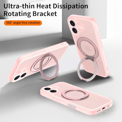 Image of Magnetic Case for iPhone 17 with Magnetic Ring Stand, [Compatible with Magsafe] [Military Grade Drop Protection] Shockproof Phone Cover for iPhone 17 Full Camera Protection 6.3 inch Pink